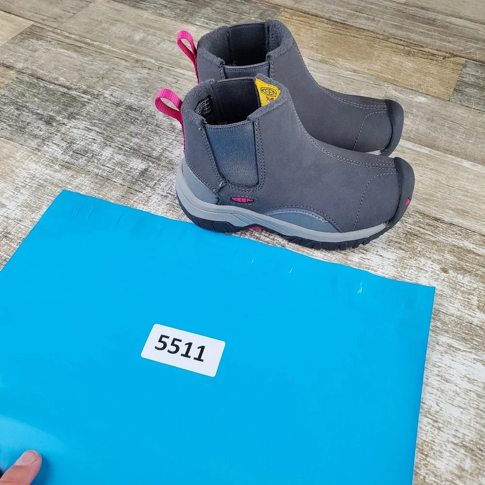 Keen Kootenay III Kids Chelsea Boots Sz 9 Gray‎ Leather Slip On Mid Top